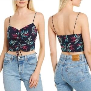 Likely Alias Floral Printed Ruched Front Top